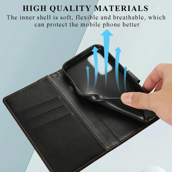For OnePlus 9 PU Genuine Leatherette Texture Embossed Line Phone Case(Black)