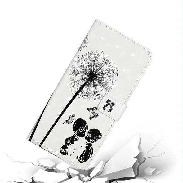 For iPhone 12 / 12 Pro Oil Embossed 3D Drawing Leatherette Phone Case(Couple Dandelion)