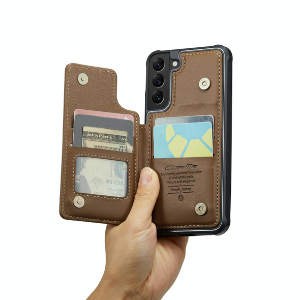 For Samsung Galaxy S21 5G CaseMe C22 Card Slots Holder RFID Anti-theft Phone Case(Brown)