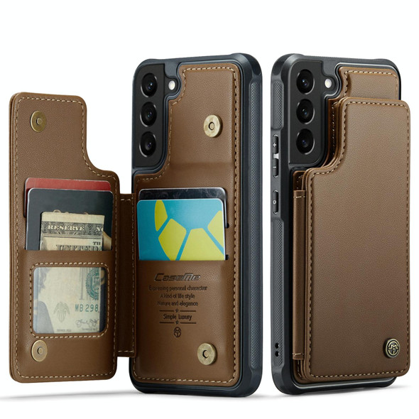 For Samsung Galaxy S21 5G CaseMe C22 Card Slots Holder RFID Anti-theft Phone Case(Brown)