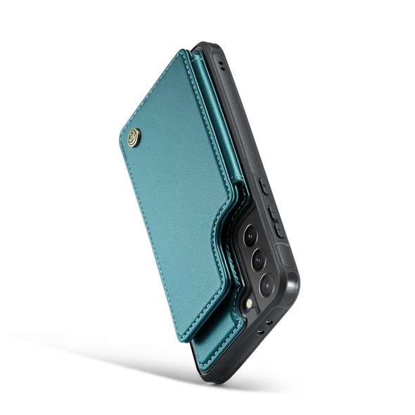 For Samsung Galaxy S21+ 5G CaseMe C22 Card Slots Holder RFID Anti-theft Phone Case(Blue Green)