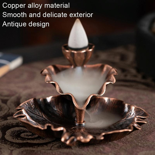 Alloy Lotus Leaf Inverted Incense Burner Antique Indoor Incense Burner(Copper Color)