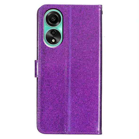 For OPPO A78 4G Glitter Powder Flip Leatherette Phone Case(Purple)