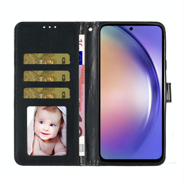 For OPPO A58 4G Glitter Powder Flip Leatherette Phone Case(Black)