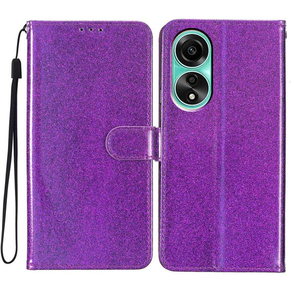 For OPPO A38 4G Glitter Powder Flip Leatherette Phone Case(Purple)