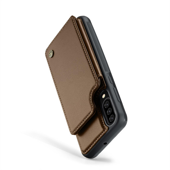 For Samsung Galaxy A30s/A50s/A50 CaseMe C22 Card Slots Holder RFID Anti-theft Phone Case(Brown)