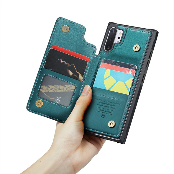 For Samsung Galaxy Note10+ 5G CaseMe C22 Card Slots Holder RFID Anti-theft Phone Case(Blue Green)