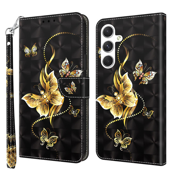 For Samsung Galaxy S24 5G 3D Painted Leatherette Phone Case(Golden Swallow Butterfly)