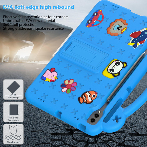 For Samsung Galaxy Tab S7+ / T970/T975/T976 Handle Kickstand Children EVA Shockproof Tablet Case(Sky Blue)