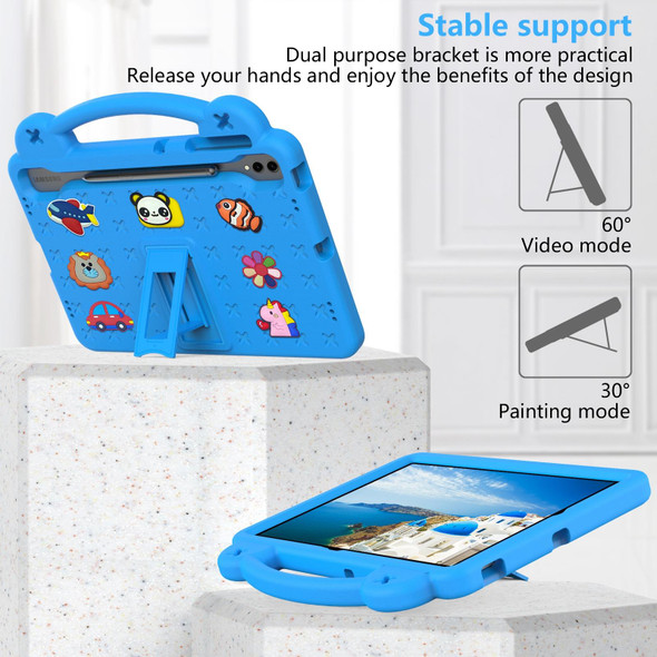 For Samsung Galaxy Tab S7+ / T970/T975/T976 Handle Kickstand Children EVA Shockproof Tablet Case(Sky Blue)