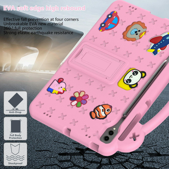 For Samsung Galaxy Tab S9+ 12.4 X810 Handle Kickstand Children EVA Shockproof Tablet Case(Pink)