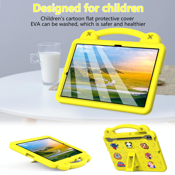 For Samsung Galaxy Tab S7+ / T970/T975/T976 Handle Kickstand Children EVA Shockproof Tablet Case(Yellow)