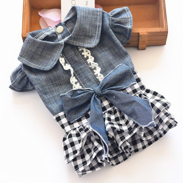 Pet Clothes Autumn And Winter Skirt Thin Dog Skirt Small Dog Princess Bow Denim Skirt, Size: XS