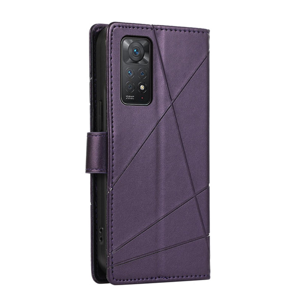 For Xiaomi Redmi Note 11 Pro 4G PU Genuine Leather Texture Embossed Line Phone Case(Purple)