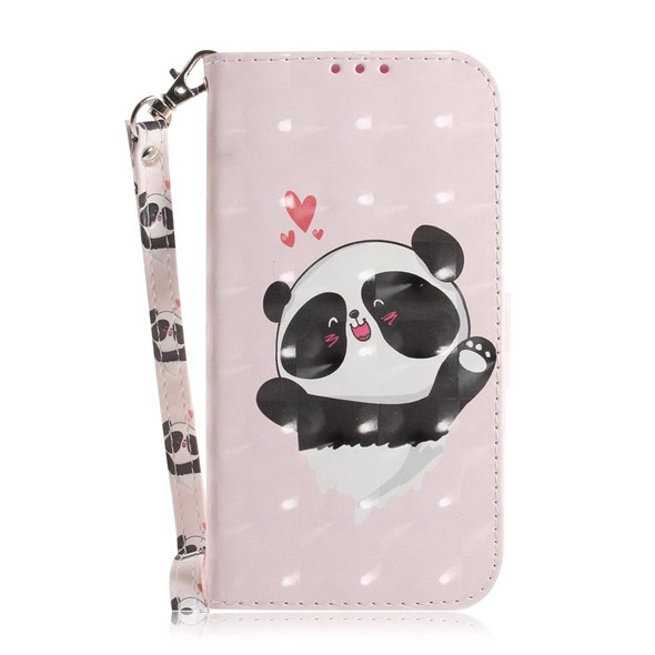 For OPPO A38 4G / A18 3D Colored Horizontal Flip Leatherette Phone Case(Heart Panda)