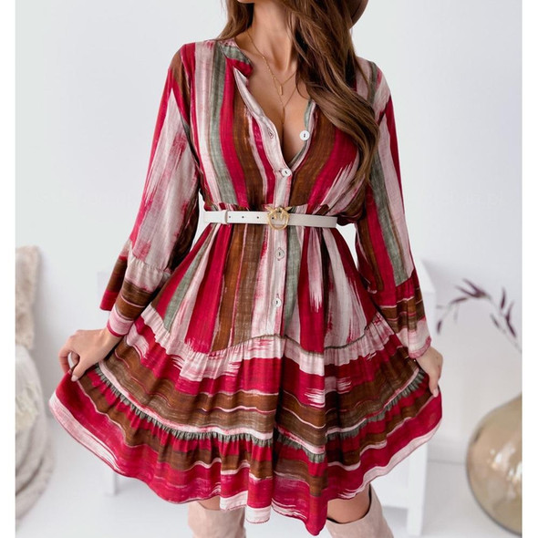 Long Sleeve Dress (Color:Red Size:S)