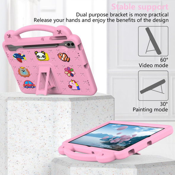 For Samsung Galaxy Tab S7+ / T970/T975/T976 Handle Kickstand Children EVA Shockproof Tablet Case(Pink)