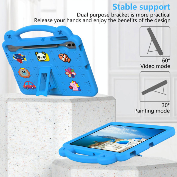 For Samsung Galaxy Tab S9 FE+ 12.4 X610N Handle Kickstand Children EVA Shockproof Tablet Case(Sky Blue)