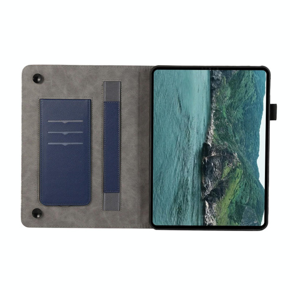 For iPad 10.2 2021 / 2020 Litchi Texture Leatherette Sucker Tablet Case(Dark Blue)