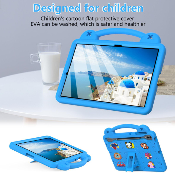 For Samsung Galaxy Tab S9+ 12.4 X810 Handle Kickstand Children EVA Shockproof Tablet Case(Sky Blue)