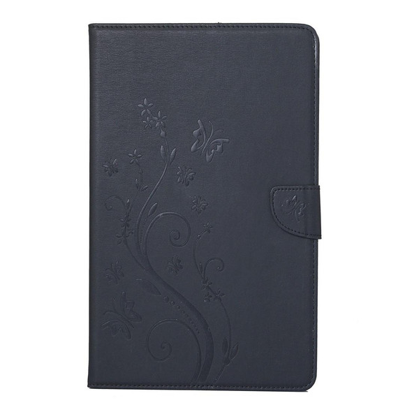 Galaxy Tab A 7.0 Pressed Flowers Butterfly Pattern Horizontal Flip PU Leather Case with Magnetic Buckle & Holder & Card Slots & Wallet(Black)