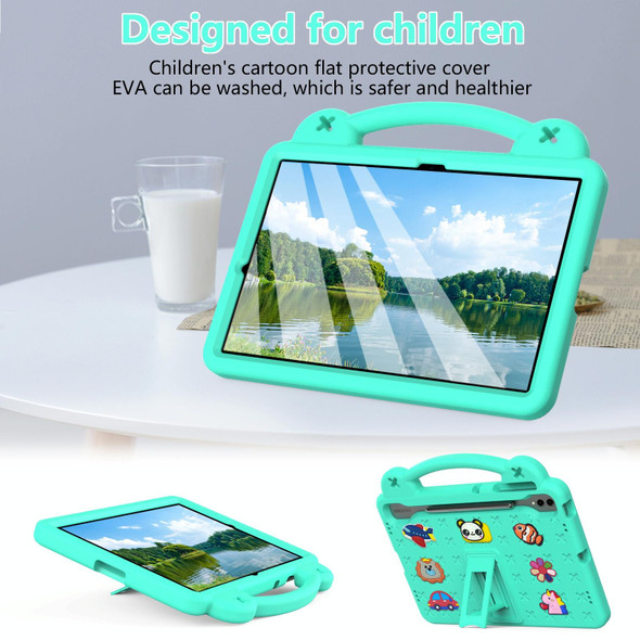 For Samsung Galaxy Tab S7+ / T970/T975/T976 Handle Kickstand Children EVA Shockproof Tablet Case(Mint Green)