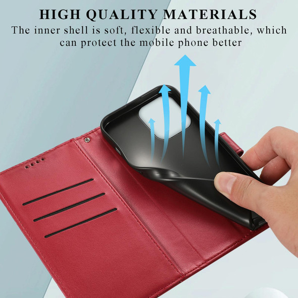 For Xiaomi Redmi 12 PU Genuine Leather Texture Embossed Line Phone Case(Red)