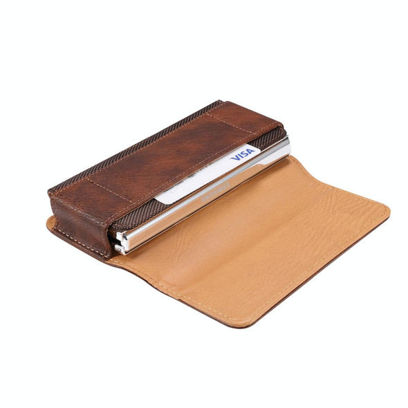 Cowhide Texture Waist Hanging Fold Phone Case(Brown)