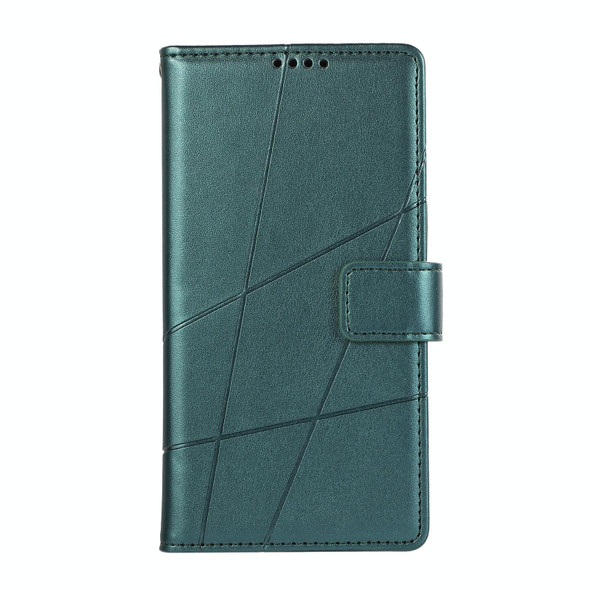 For Samsung Galaxy S21 Ultra 5G PU Genuine Leatherette Texture Embossed Line Phone Case(Green)