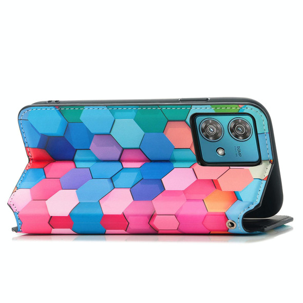 For Motorola Edge 40 Neo CaseNeo Colorful Magnetic Leatherette Phone Case(Colorful Cube)