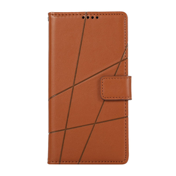 For Samsung Galaxy S21 Ultra 5G PU Genuine Leatherette Texture Embossed Line Phone Case(Brown)