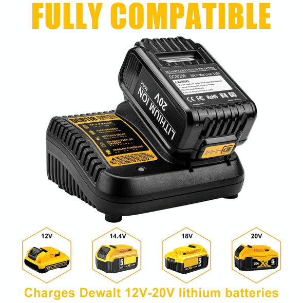 DCB118 For Dewalt 12V-20V Electric Tool Battery Charger, Plug: UK (Yellow)