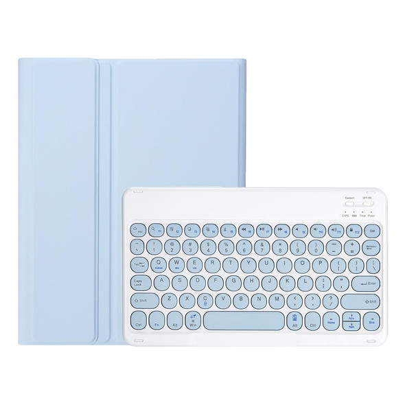 YA610B Candy Color Skin Feel Texture Round Keycap Bluetooth Keyboard Leather Case - Samsung Galaxy Tab S6 Lite 10.4 inch SM-P610 / SM-P615(White Ice)