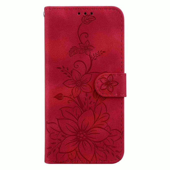 For Motorola Edge 40 Neo Lily Embossed Leatherette Phone Case(Red)