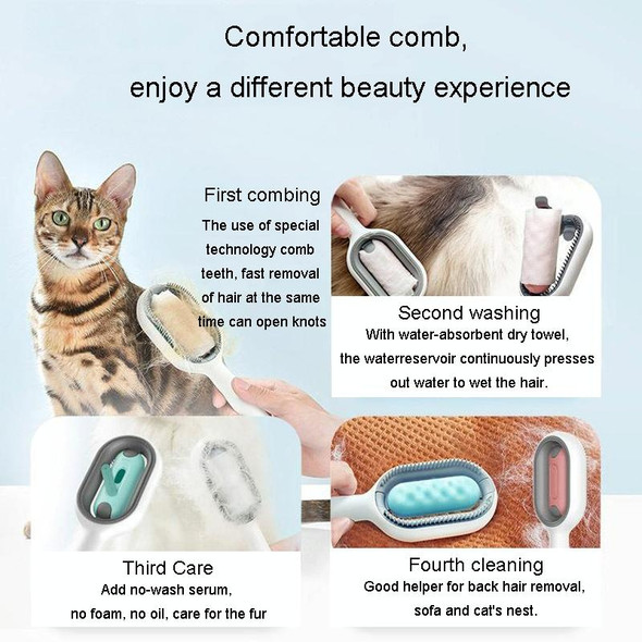 Pet Cats With Water Tank Hair Removal Comb Cleaning Hair Brush, Style: Long Hair (Blue)