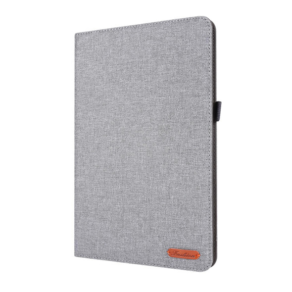 Samsung Galaxy Tab S8 Ultra Horizontal Flip Fabric Leather Tablet Case with Card Slots & Holder(Grey)