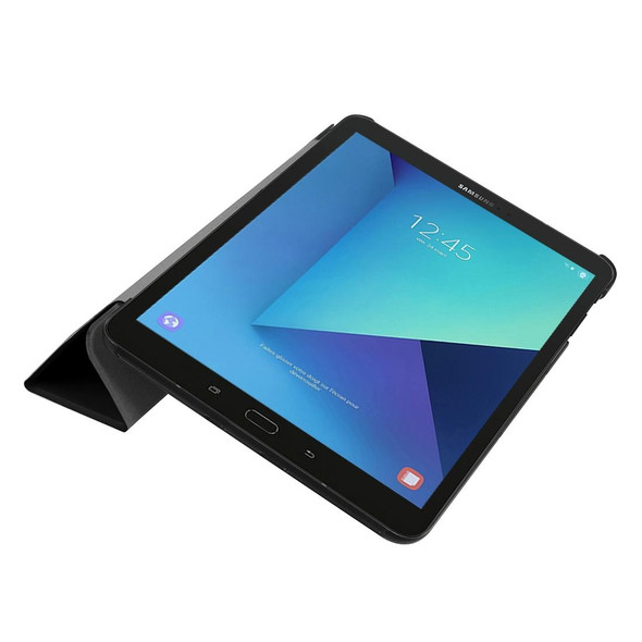 Galaxy Tab S3 9.7 inch T820 / T825 Custer Texture Horizontal Flip Leather Case with 3-folding Holder(Black)