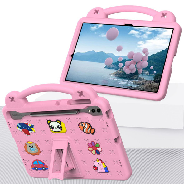 For Samsung Galaxy S7 FE 12.4 T730 / T736 Handle Kickstand Children EVA Shockproof Tablet Case(Pink)