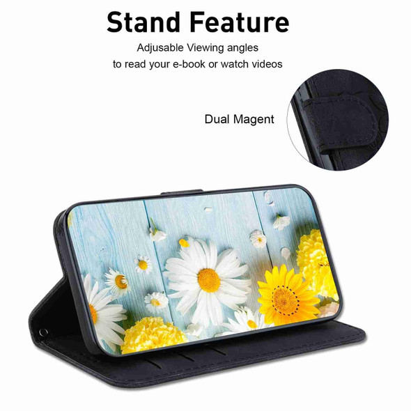 For Tecno Pova 5 Pro Lily Embossed Leatherette Phone Case(Black)