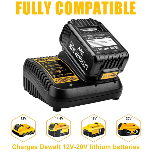 DCB118 For Dewalt 12V-20V Electric Tool Battery Charger, Plug: UK (Black)