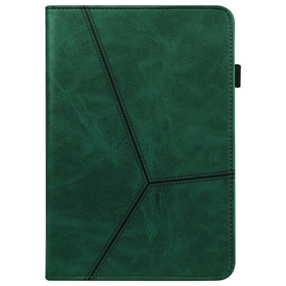 Samsung Galaxy Tab S7+ T970 / S7 FE T730 Solid Color Embossed Striped Leather Tablet Case(Green)