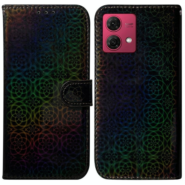 For Motorola Moto G84 Colorful Magnetic Buckle Leatherette Phone Case(Black)