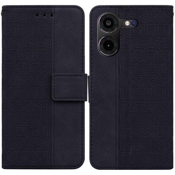 For Tecno Pova 5 Pro Geometric Embossed Leatherette Phone Case(Black)