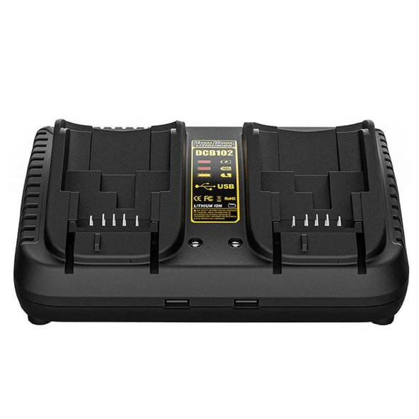 DCB102 For DeWalt 10.8V-20V Lithium Battery Dual Charger, Plug: US