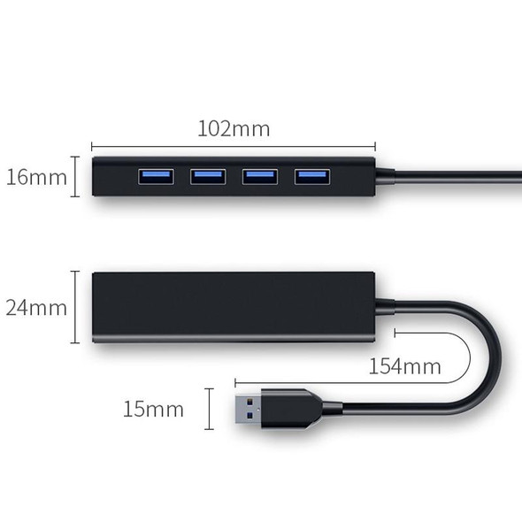 4 X USB 2.0 Ports HUB Converter, Cable Length: 15cm,Style Without Light Bar