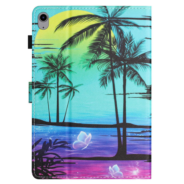 For iPad 10th Gen 10.9 2022 Colored Drawing Stitching Leatherette Tablet Smart Case(Coconut Tree)