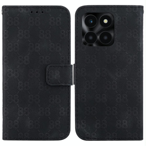 For Honor X6a Double 8-shaped Embossed Leatherette Phone Case(Black)