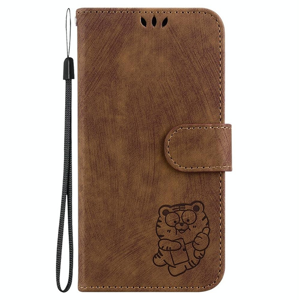 For Samsung Galaxy A05s Little Tiger Embossed Leatherette Phone Case(Brown)