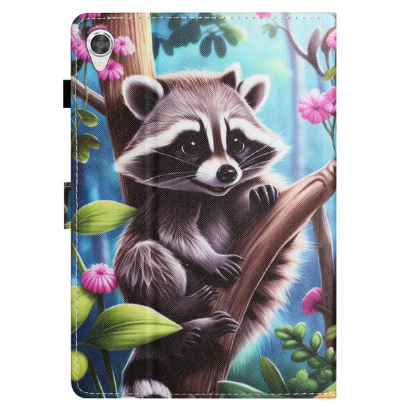 For Lenovo Tab M10 HD Gen 2 X306X Colored Drawing Stitching Leatherette Tablet Smart Case(Raccoon)