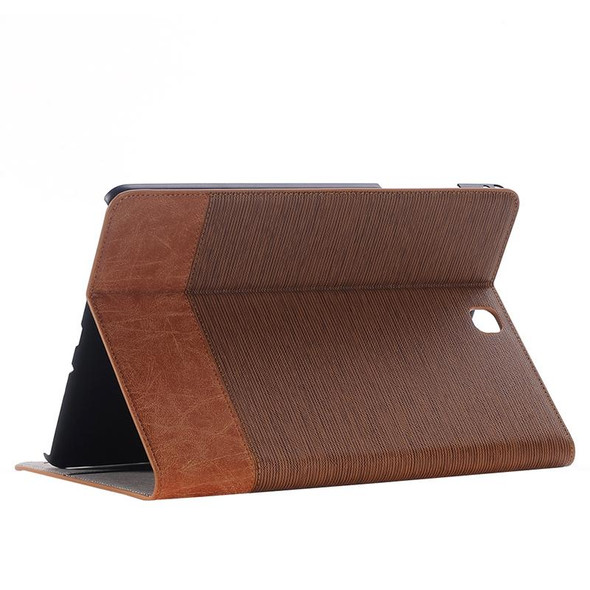 Cross Texture Leatherette Case with Holder & Card slots & Wallet for Galaxy Tab A 9.7 4G LTE / T555(Coffee)